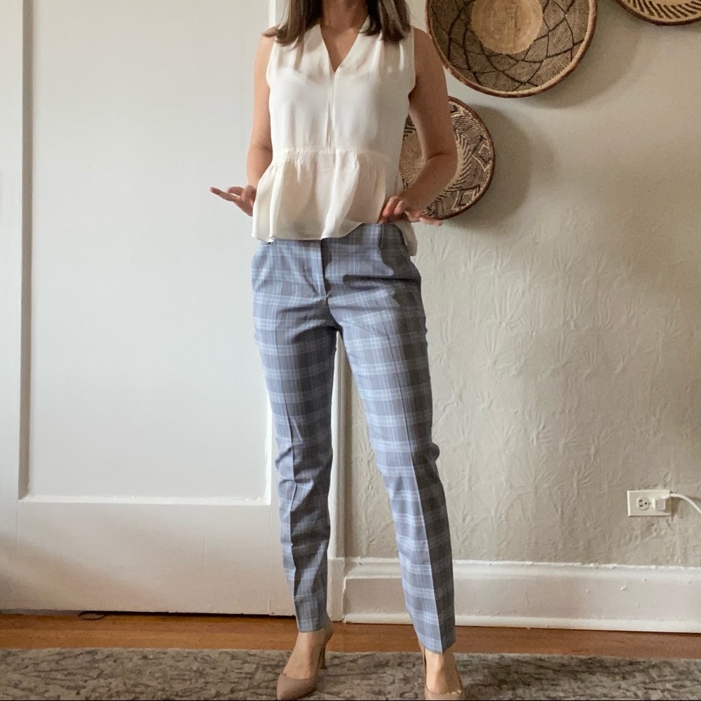 Lightweight theory plaid pants